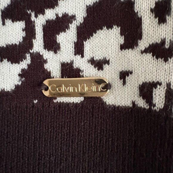 Calvin Klein Animal Print Sweater Mockneck Women Long Sleeves Large - Picture 5 of 6
